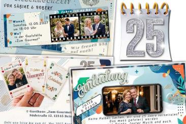 Einladungskarten zur Silberhochzeit mit Ihrem eigenen Foto