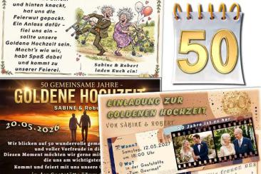 originelle Einladungskarten, Danksagungskarten und Tischkarten für Ihre Feier zur Goldenen Hochzeit