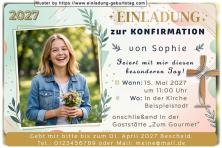 Die Einladung zur Konfirmation mit Foto vor einem Hintergrund mit dezenten Farben