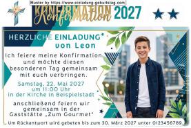 Die Einladung zur Konfirmation mit Foto auf einer Einladungskarte im modernen Design