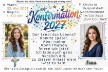Die Einladung zur Konfirmation mit 2 deiner Fotos auf einer Einladungskarte.