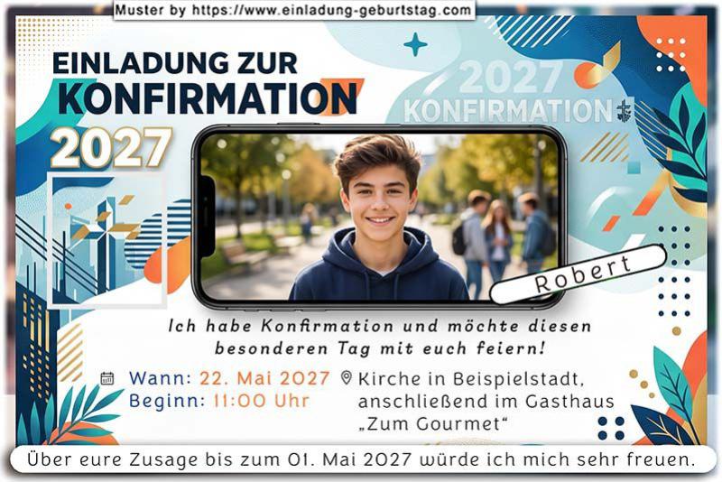 Die Einladung zur Konfirmation mit deinem Foto im Display eines Handys