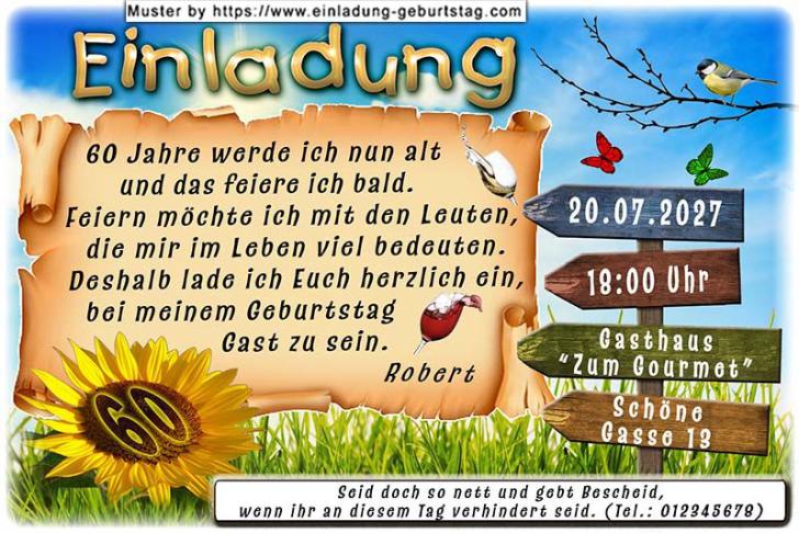Die originelle Einladung zum Geburtstag - Ihr Alter wird in eine Sonnenblume vor einem hellblauen Himmel eingesetzt.