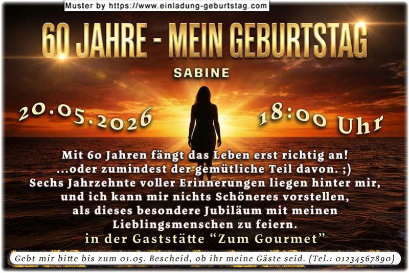 Die originelle Einladung zum Geburtstag - Eine Frau steht vor einer traumhaften Kulisse - einem Sonnenuntergang am Meer.
