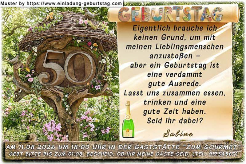 Die originelle Einladung zum Geburtstag - Ein markanter Punkt in mitten einer Landschaft mit Ihrem Alter umgeben von Blumen.