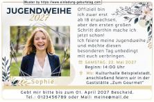 Die Einladung zur Jugendweihe mit Foto umrahmt von dünnen 5-Ecken