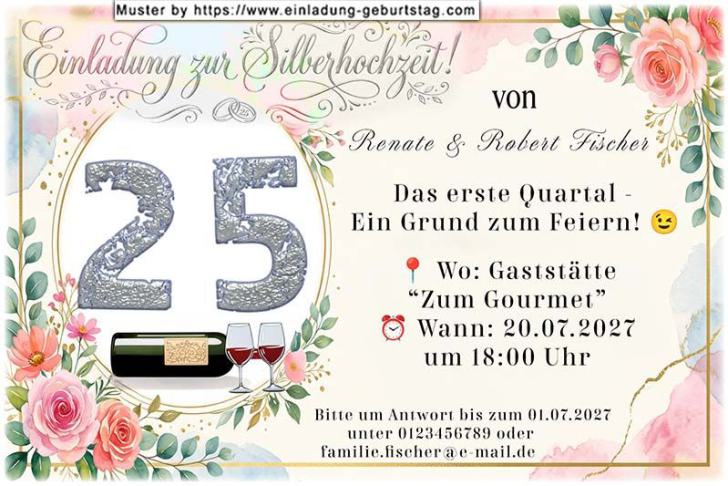 originelle Einladung zur Silberhochzeit - das romantische Bild vor einem Sonnenuntergang