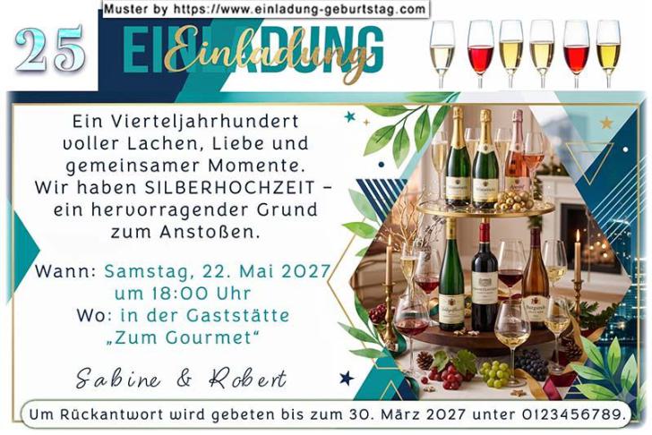 originelle Einladung zur Silberhochzeit - der Weinkeller