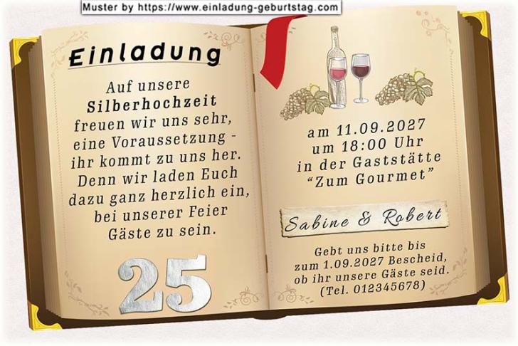 originelle Einladung zur Silberhochzeit - die Zahl 25 als Blumenarangement