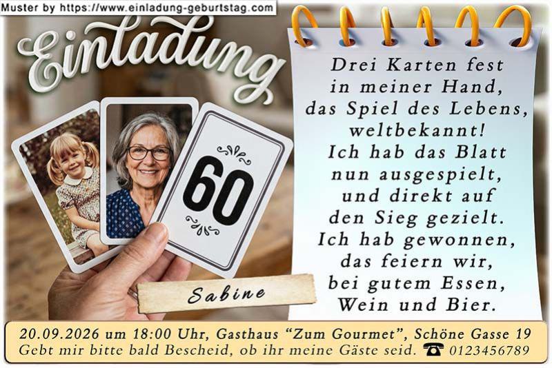 Die Einladung zum Geburtstag mit Ihrem Foto - das Spiel des Lebens – in die linke Karte wird ein Kinderfoto eingesetzt, in die mittlere ein aktuelles Foto.