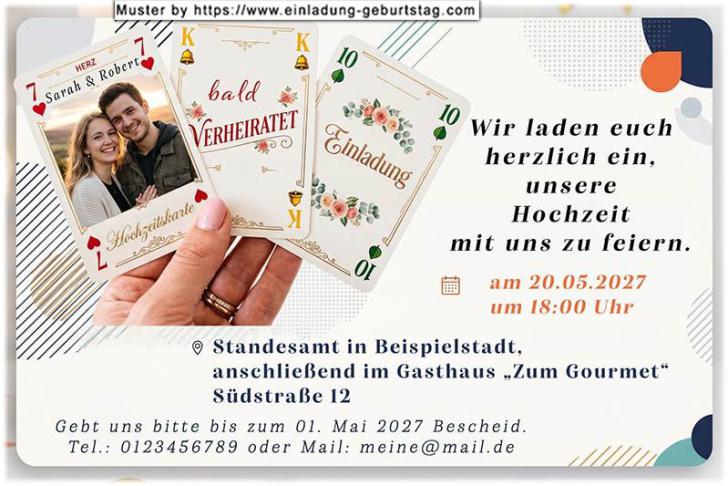 Die Hochzeitseinladung mit Ihrem Foto rund ausgeschnitten auf einer originellen Schriftrolle