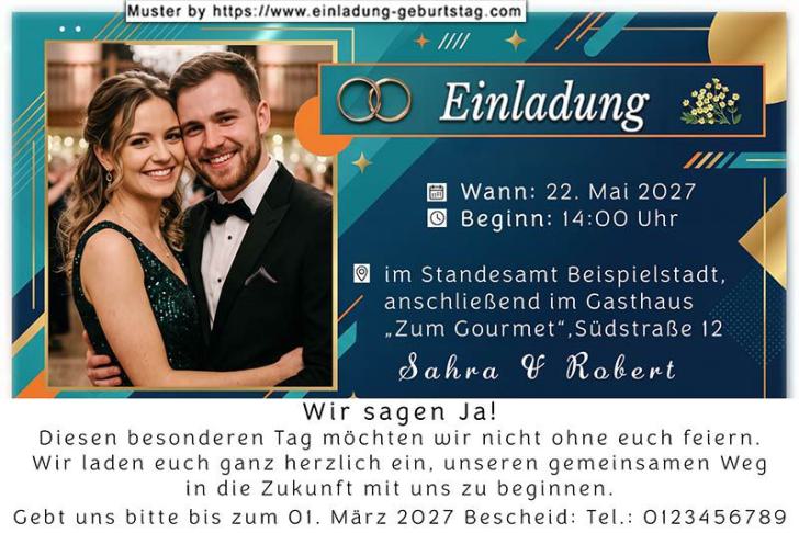 Die Hochzeitseinladung mit Ihrem Foto im Display eines Handys