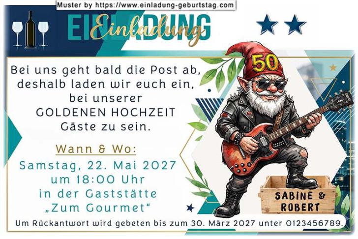 Einladung Goldene Hochzeit lustig - der Urteilsspruch von Richter Gnadenlos - Ausrichten einer Goldenen Hochzeitsfeier