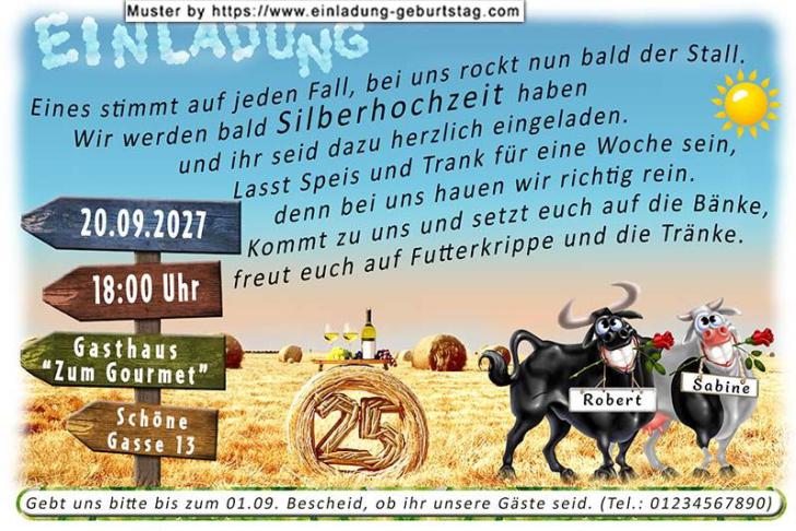 Die lustige Einladungskarte zur Silberhochzeit mit 2 Babys am Esstisch, die sich gut verstehen