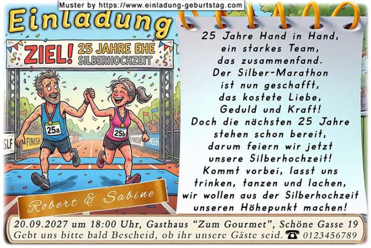 Die lustige Einladungskarte zur Silberhochzeit mit dem witzigen Urteilsspruch