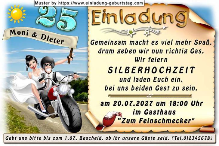 Die lustige Einladungskarte zur Silberhochzeit mit 2 harmonischen Fröschen am Froschtech - 25 Jahre verheiratet