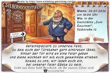 Die lustige Einladungskarte zur Silberhochzeit mit dem freundlichen Türsteher