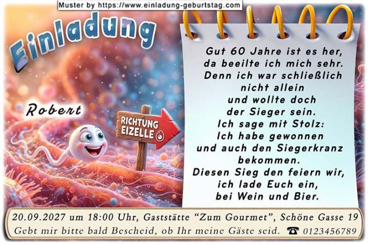Die lustige Einladung zum Geburtstag - gutes Essen und dazu ein Bier, das war schon immer mein Pläsir. Ein Baby sitzt am Tisch und fühlt sich sichtlich wohl.