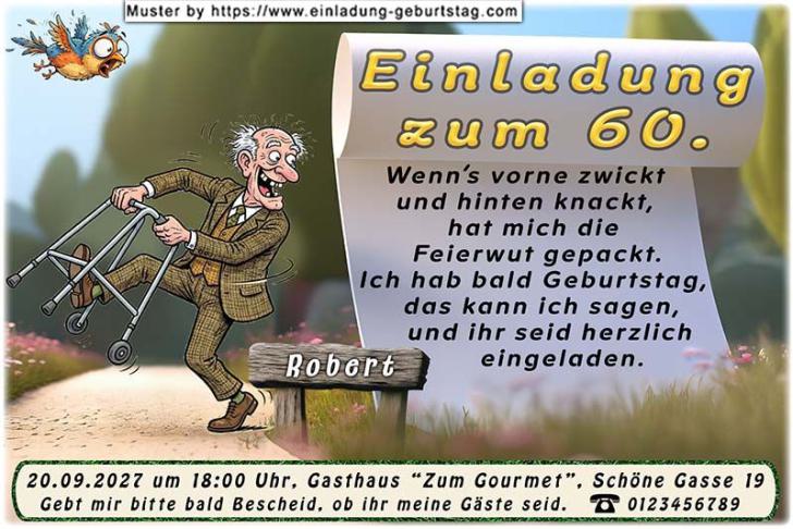 Die lustige Einladung zum Geburtstag mit dem frustrierten Mann – die Haare werden immer grauer und das nervt schon echt auf Dauer.