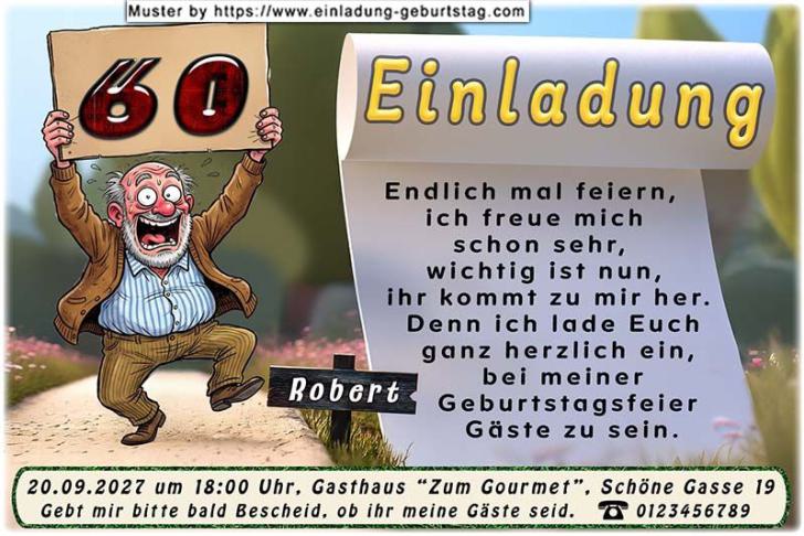 Die lustige Einladung zum Geburtstag eines Mannes, der sich so richtig über seine anstehende Feier freut.