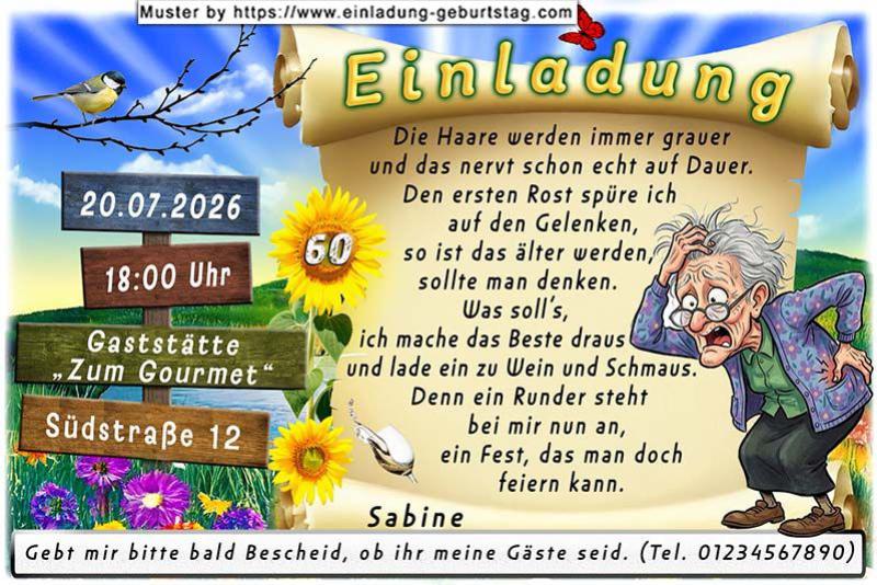 Die lustige Einladung zum Geburtstag mit der frustrierten Frau – die Haare werden immer grauer und das nervt schon echt auf Dauer.