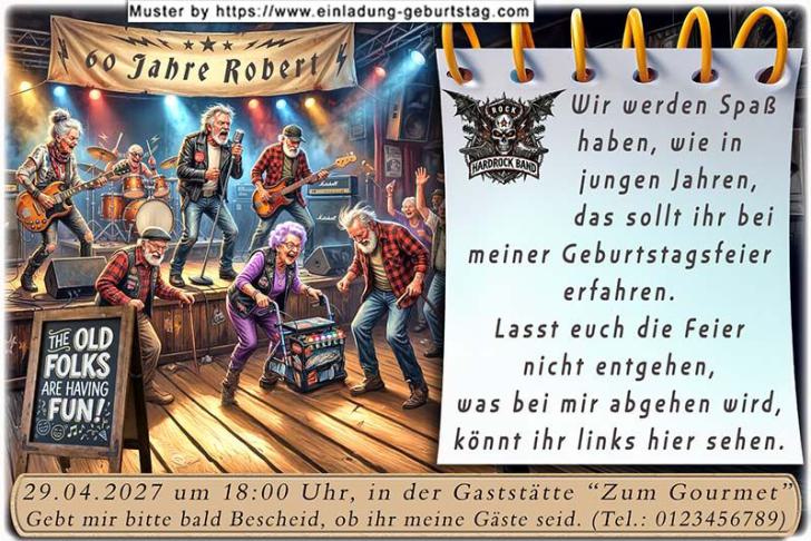 Die lustige Einladung zum Geburtstag mit der Oldi Party