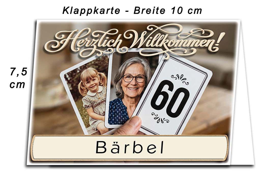 die Tischkarte als Platzkarte zum Geburtstag mit Ihrem Alter und dem Namen des Gastes