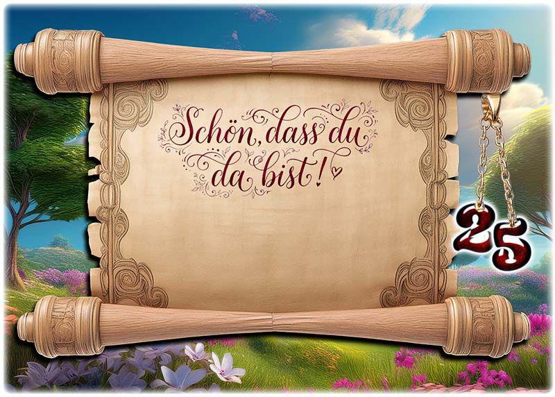 Tischkarte Silberhochzeit - die Schriftrolle als Textfeld für den Namen des Gastes
