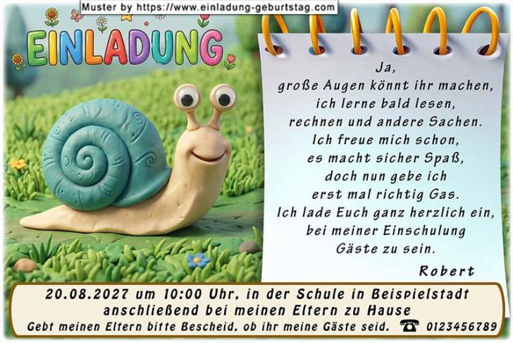 Die ausgefallene Einladung zur Einschulung - Ja, große Augen könnt ihr machen, ich lerne bald lesen, rechnen und andere Sachen.