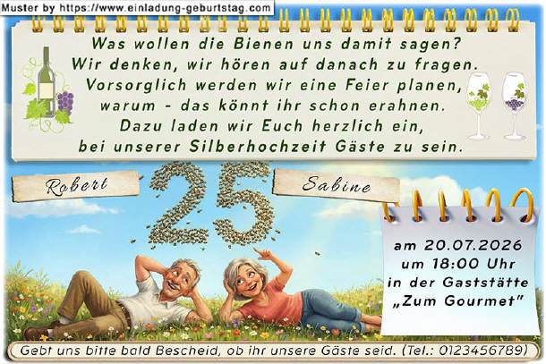 lustige Einladung Silberhochzeit - entspannt