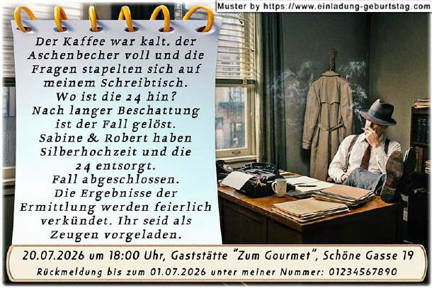 lustige Einladung Silberhochzeit - Privatdetektiv