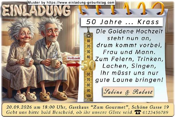 lustige Einladung Goldene Hochzeit - das Bandma&szlig;