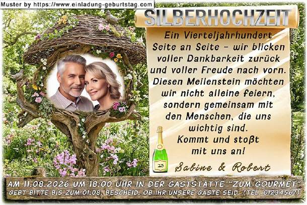 Einladung Silberhochzeit Foto in der Natur
