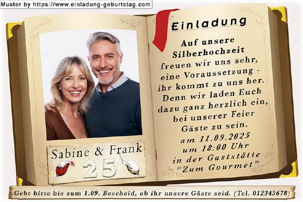 Einladung Silberhochzeit Foto im Buch