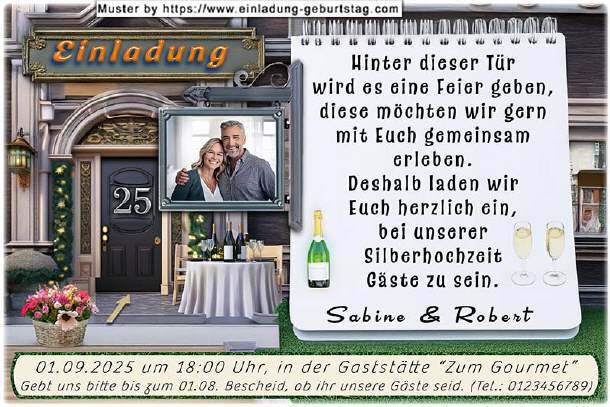 Einladung Silberhochzeit Foto und Tür