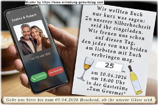 Einladung Silberhochzeit Foto im Handydisplay