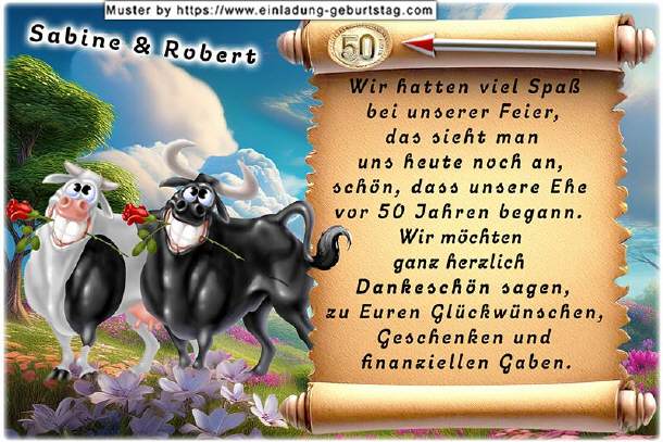 Danksagung Goldene Hochzeit - glücklich