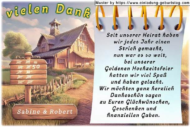 Danksagung Goldene Hochzeit - 50 Striche