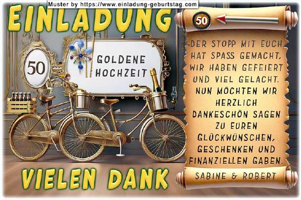 Danksagung Goldene Hochzeit - das Tandem