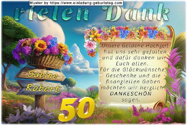 Danksagung Goldene Hochzeit, das Naturgemälde