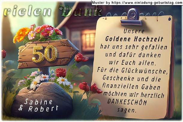 Danksagung Goldene Hochzeit - das Jubiläumsschild