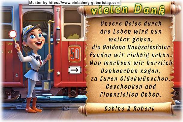 Danksagung Goldene Hochzeit, die Reise geht weiter