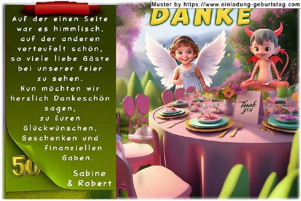 Danksagung Goldene Hochzeit - Engel und Teufel