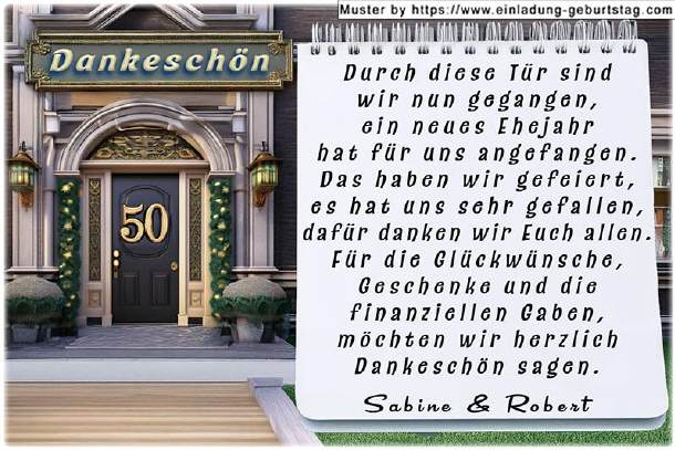 Danksagung Goldene Hochzeit - die Tür