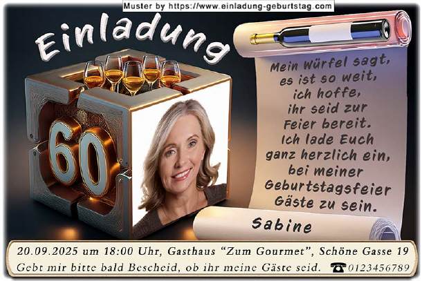 Einladung Geburtstag - der Fotow&uuml;rfel