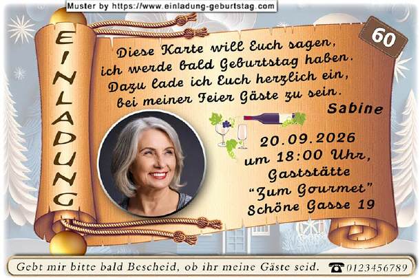 Einladung Geburtstag - Ihr Foto auf Schriftrolle