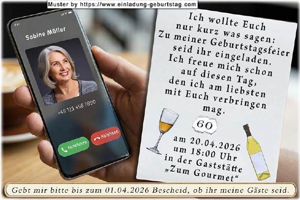 Einladung Geburtstag mit Foto im Handydisplay