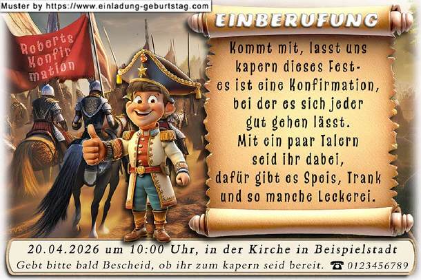 lustige Einladung Konfirmation - die Einberufung