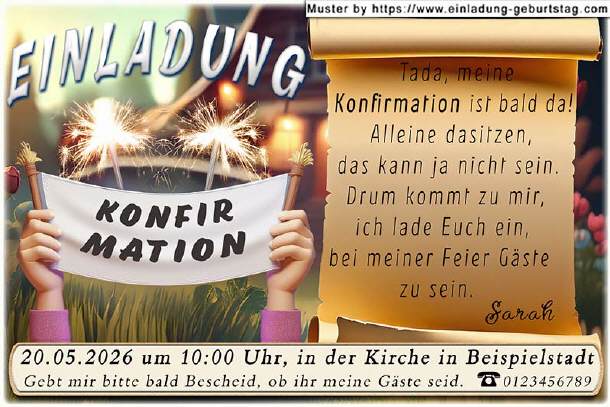 lustige Einladung Konfirmation - lebenslustig