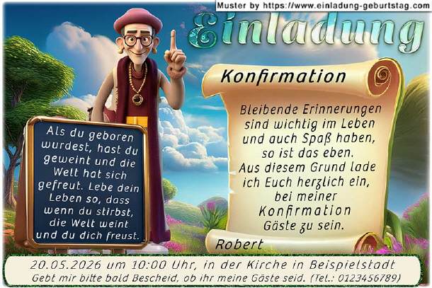 lustige Einladung Konfirmation - der weise Mann